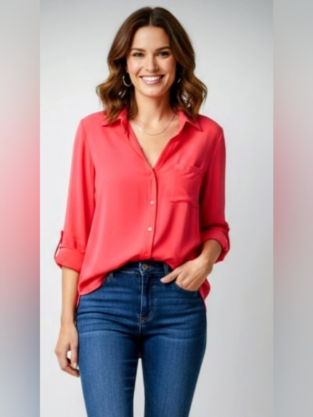 NWT Joseph A. Strawberry Pink Button Down Shirt - Size S